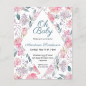 Waterverf Floral Baby shower nodigt uit tot het in (Voorkant)