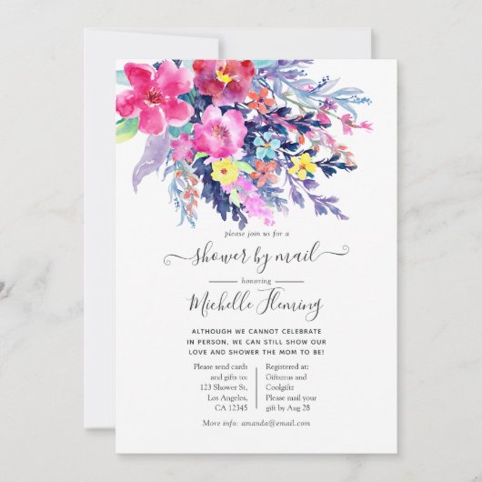 Waterverf Floral Baby shower per post Kaart (Voorkant)