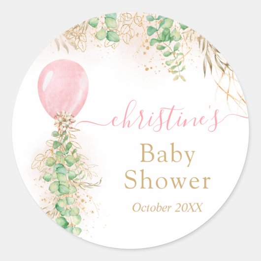 Waterverf Floral Baby shower Ronde Sticker (Voorkant)