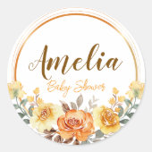 Waterverf Floral Baby shower Stickers (Voorkant)