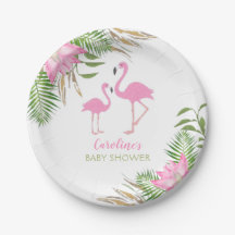 Waterverf Floral Baby shower tropische flamingo