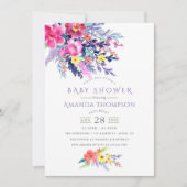 Waterverf Floral Baby shower Uitnodiging (Voorkant)