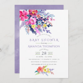 Waterverf Floral Baby shower Uitnodiging