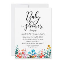 Waterverf Floral Baby shower Uitnodiging voorjaar