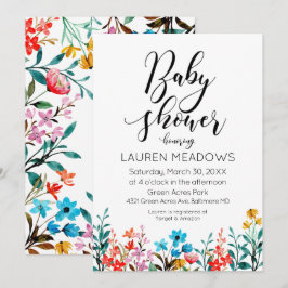 Waterverf Floral Baby shower Uitnodiging voorjaar