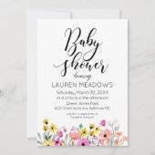 Waterverf Floral Baby shower Uitnodiging voorjaar (Voorkant)