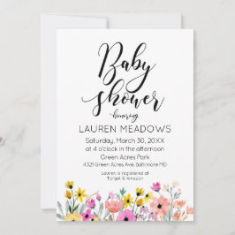 Waterverf Floral Baby shower Uitnodiging voorjaar