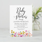 Waterverf Floral Baby shower Uitnodiging voorjaar (Staand voorkant)