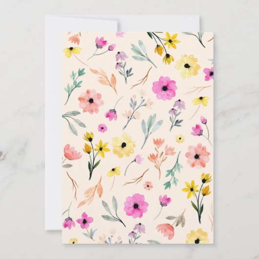 Waterverf Floral Baby shower Uitnodiging voorjaar (Achterkant)