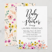 Waterverf Floral Baby shower Uitnodiging voorjaar (Voorkant / Achterkant)