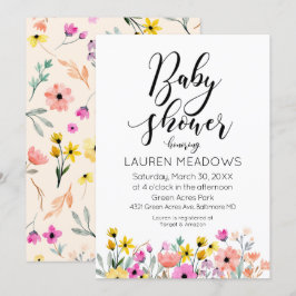 Waterverf Floral Baby shower Uitnodiging voorjaar