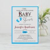 Waterverf Floral Baby shower voor Jongen Uitnodigi Kaart (Staand voorkant)