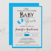 Waterverf Floral Baby shower voor Jongen Uitnodigi Kaart (Voorkant / Achterkant)