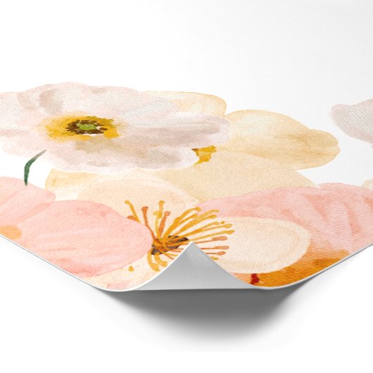 Waterverf floral baby shower Welcome Sign. Poster (Hoek)