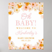 Waterverf floral baby shower Welcome Sign. Poster (Voorkant)