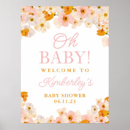 Waterverf floral baby shower Welcome Sign. Poster