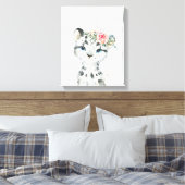 Waterverf Floral Baby Snow Leopard Canvas Afdruk (Insitu (Slaapkamer))