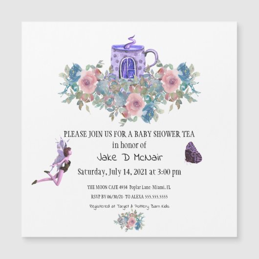Waterverf Floral Baby Tea Party Invitation (Voorkant)
