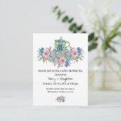 Waterverf Floral Baby Tea Party Invitation Briefkaart (Staand voorkant)