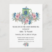 Waterverf Floral Baby Tea Party Invitation Briefkaart (Voorkant)