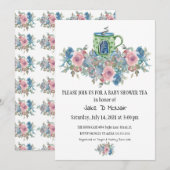 Waterverf Floral Baby Tea Party Invitation Kaart (Voorkant / Achterkant)