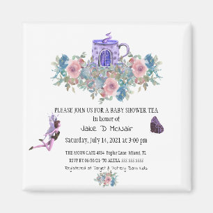 Waterverf Floral Baby Tea Party Invitation Magneet
