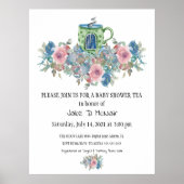 Waterverf Floral Baby Tea Party Invitation Poster (Voorkant)