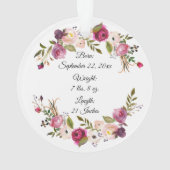 Waterverf Floral Baby's eerste kerstfoto Orn Ornament (achterkant)