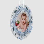 Waterverf Floral Baby's eerste kerstfoto Ornament (voorkant)