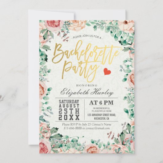 Waterverf Floral Bachelorette Kaart (Voorkant)