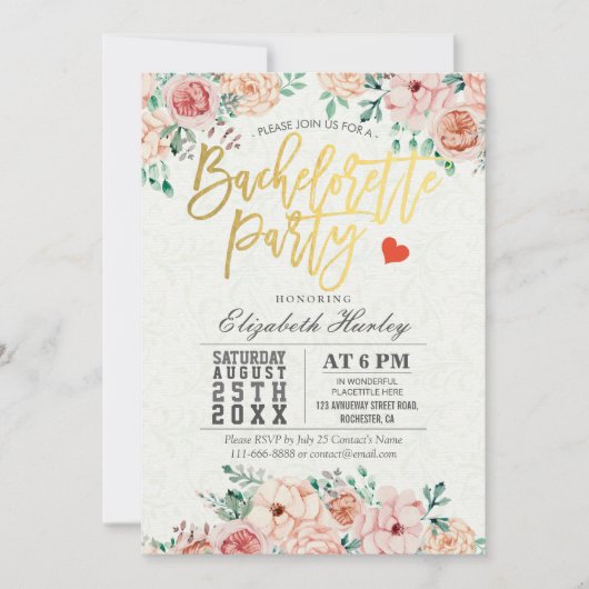 Waterverf Floral Bachelorette Kaart (Voorkant)