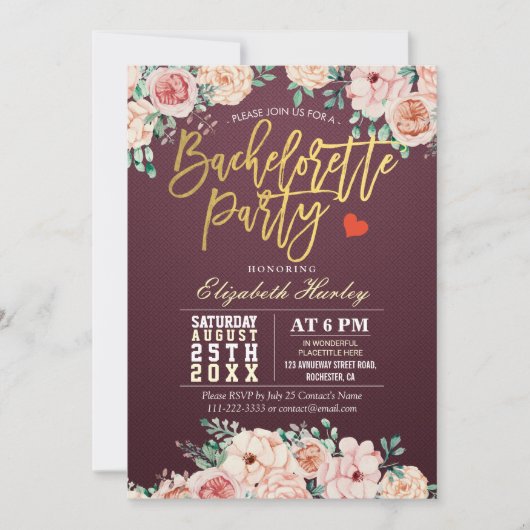 Waterverf Floral Bachelorette Kaart (Voorkant)