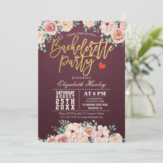 Waterverf Floral Bachelorette Kaart (Staand voorkant)