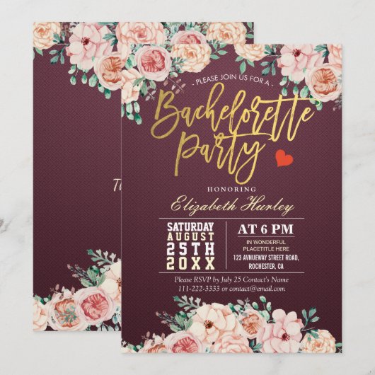 Waterverf Floral Bachelorette Kaart (Voorkant / Achterkant)