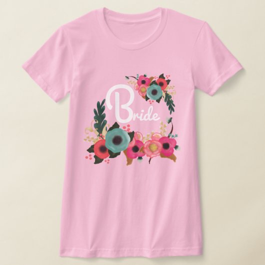 Waterverf Floral Bachelorette Party Bride T-Shirt (Laagn)