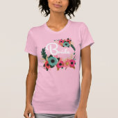 Waterverf Floral Bachelorette Party Bride T-Shirt (Voorkant)