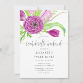 Waterverf Floral Bachelorette Weekend Kaart (Voorkant)