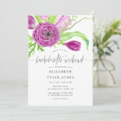 Waterverf Floral Bachelorette Weekend Kaart (Staand voorkant)