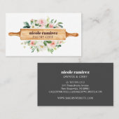 Waterverf Floral Bakery Rolling Pin Patisserie Visitekaartje (Voorkant / Achterkant)