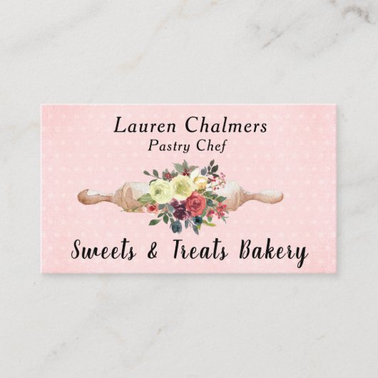 Waterverf Floral Baking Pin Pastry Chef Visitekaartje (Voorkant)