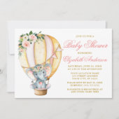 Waterverf Floral Ballon Elephant Baby shower Kaart (Voorkant)