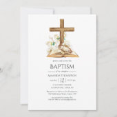 Waterverf Floral Baptism/Christening/Dedicatie Kaart (Voorkant)