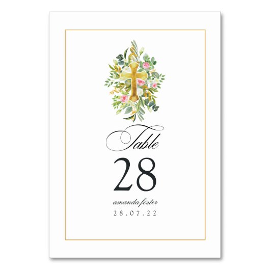 Waterverf Floral Baptism/Christening/Dedicatie Kaart (Voorkant)