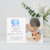 Waterverf Floral Baptism Cross Baby Dedication Kaart (Staand voorkant)