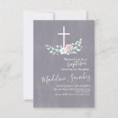 Waterverf Floral Baptism Cross Baby Dedication Kaart (Voorkant)