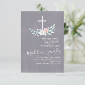 Waterverf Floral Baptism Cross Baby Dedication Kaart (Staand voorkant)