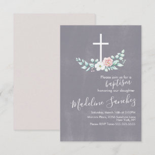 Waterverf Floral Baptism Cross Baby Dedication Kaart