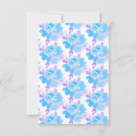 Waterverf Floral Baptism Cross Blue Kaart (Achterkant)