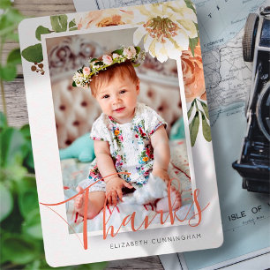 Waterverf Floral Baptism Hartelijk dank Bedankkaart