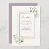  Waterverf Floral Baptism Invitation Kaart (Voorkant / Achterkant)